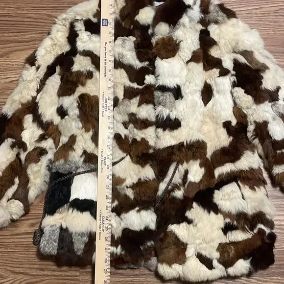 Vintage Women’s Rabbit Fur Coat Patchwork Jacket Hides - Picture 6 of 9